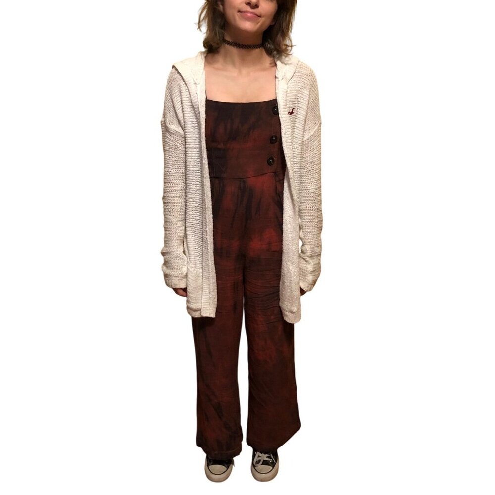 Vtg Forever 21 Custom Tie Dye Wide-Leg Linen Jumpsuit | Boho Hippie Y2K Coastal - Picture 15 of 16